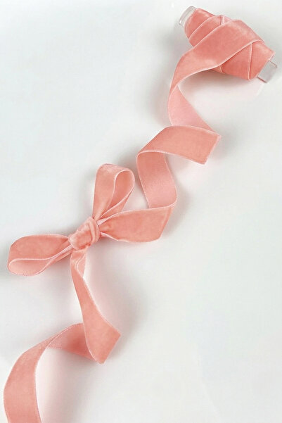 ZEYMERADE Açık Pembe Kadife Kurdele 2cm 1mt, Gelin, Damat, Bohça, Nişan, Çeyi...