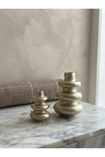 BalibeeCandle BalibeecandleHandmade Luxry Gold 2li Dekoratif Vazo Seti