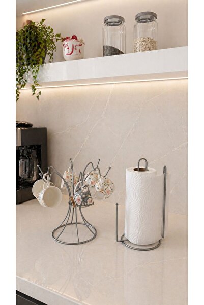 Edora Home Σετ 2 τεμαχίων Ματ Ασημί 6 Γάντζοι Στρογγυλή Κρεμάστρα για Ποτήρια...