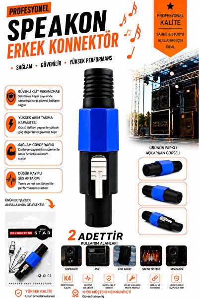 IRONSTAR 2 adet Speakon erkek konnektör / Hoparlör kablosu speakon / ses sist...