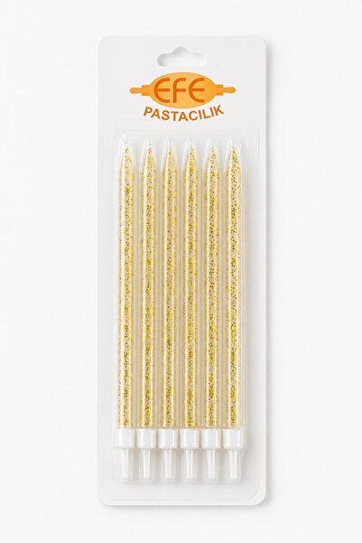 EFE PASTACILIK Beyaz Gold Simli Uzun Pasta Mumu 17 Cm