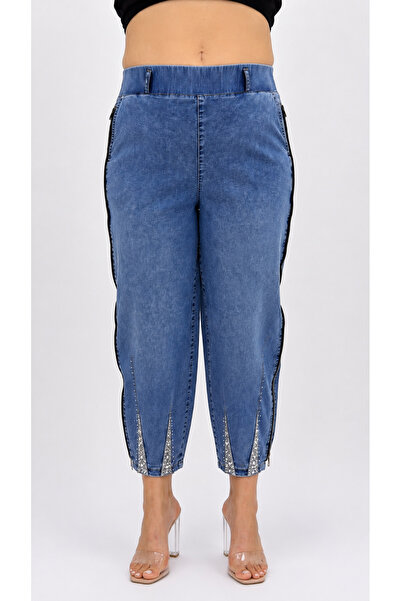 ZANESSİ FASHION Plus Size Special Design Series Stoned Summer Women's Trousers