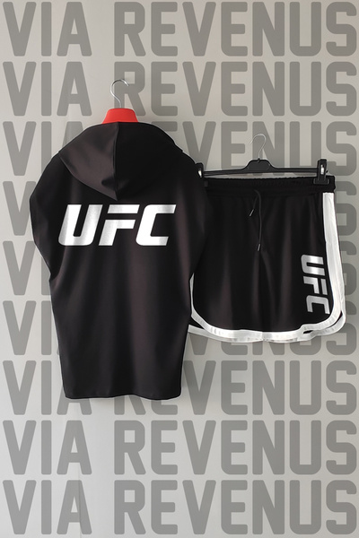 Vordevia Ufc Front and Back Printed Zero Sleeve Hooded Sports Tshirt and Cust...