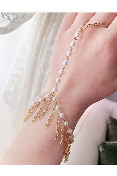 Shiklik Elegant Design Pearl and Chain Women's Shawl