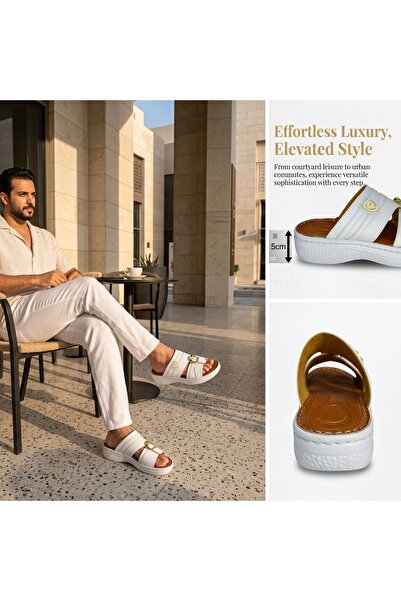 Saudi Step Italian Design Men's Luxury Sandals - 5cm Height Enhancement & Uni...