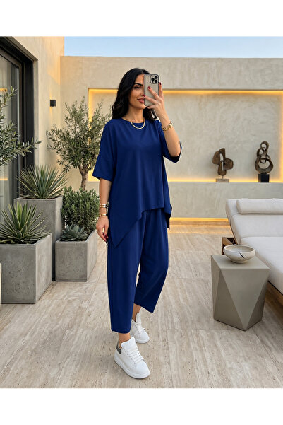 Valeria Butik Oversize Casual Short Sleeve Two-Piece Set