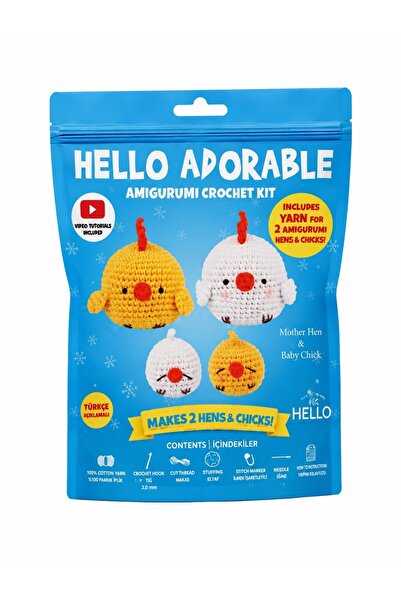 bakgelal Hello Adorable Amigurumi Tavuk & Civciv Yapım Kiti – 2'li BFF Kendin...