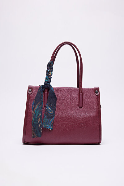 PAULMARK Women's Faux Leather Textured Bag with Scarf Detail