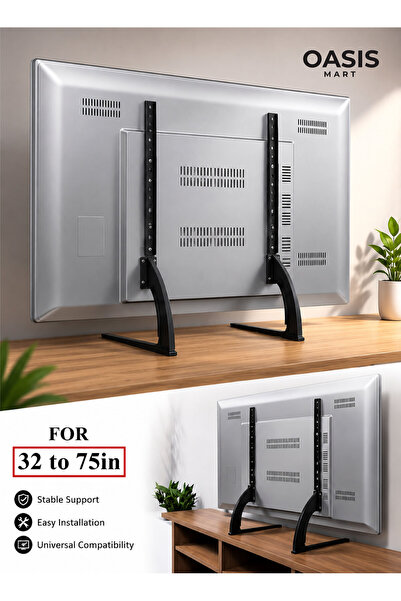 OASIS MART Universal TV Stand with Height Adjustable Mount for 32-75 Inch LED...