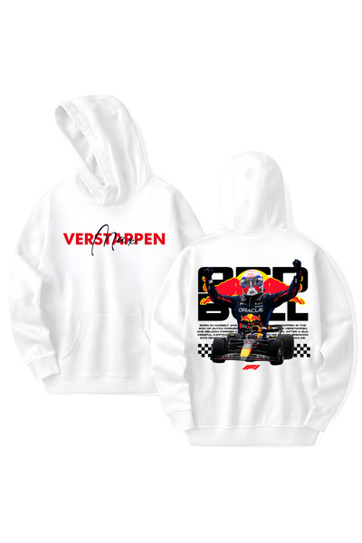 STİL-X Max Verstappen Printed Cotton Long Sleeve Hooded Sweatshirt with 3 Yarns