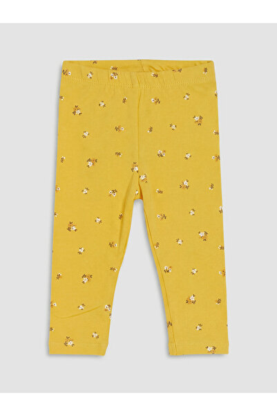 LC Waikiki Lcw Baby Yellow Floral Patterned Baby Girl Leggings