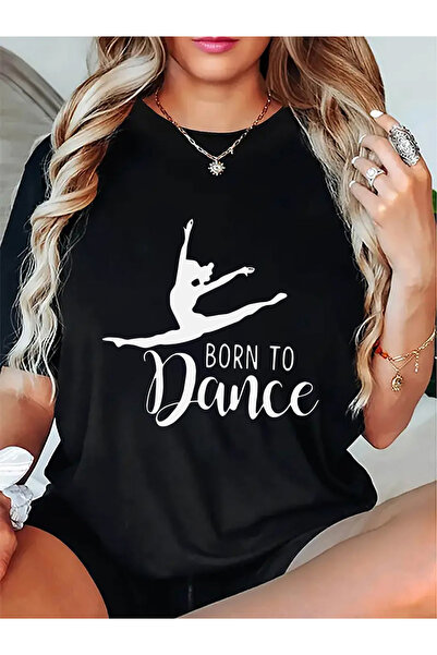 STITCHLY تي شيرت بطبعة "Born to Dance" - تي شيرت نسائي صيفي أنيق بأكمام قصيرة...