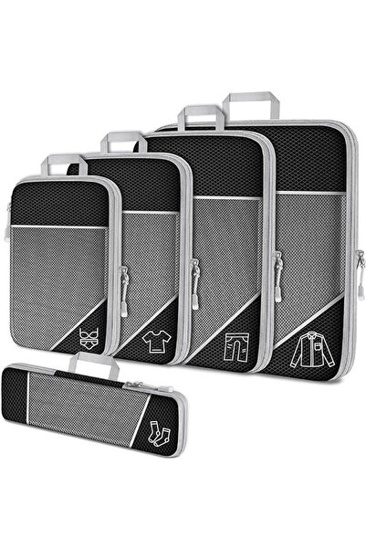 Choice black 5PCS Travel Compressed Packing Cubes Storage Organizer Set With ...
