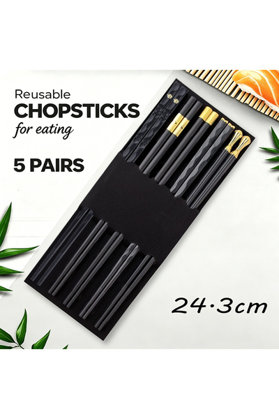 Choice Mix Black 5 PairsJapanese Chinese Chopsticks Black Sushi Sticks Fast F...