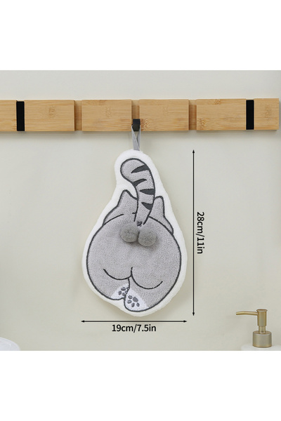 Choice Gray Cartoon Animals Hand Towel Absorbent Hand Cloth Bathroom Hanging ...