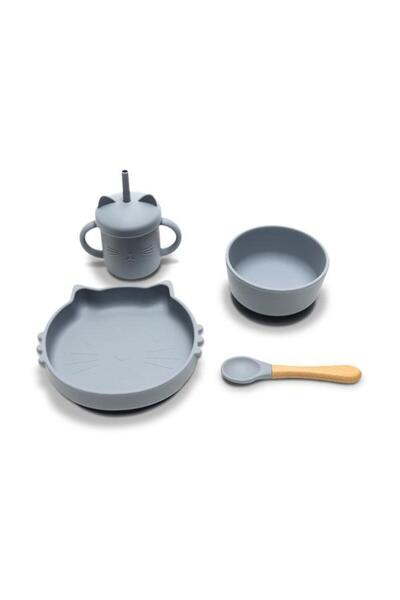 LORELLİ Set de hranire din silicon , 4 piese, 6 luni+, Grey