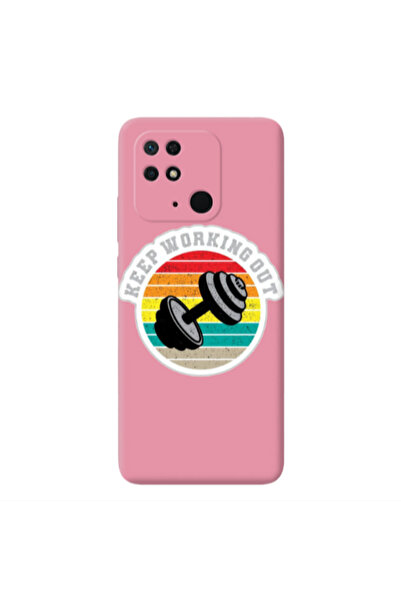 Other Xiaomi Redmi 10C Keep working out Pink Colored Silicone TPU Θήκη