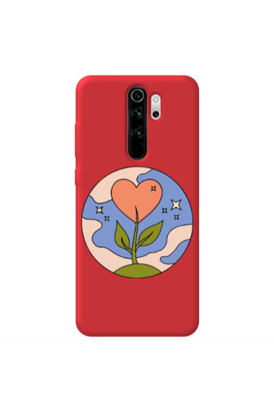 Other Xiaomi Redmi Note 8 Pro Hearted Flower Red Colored Silicone TPU Θήκη