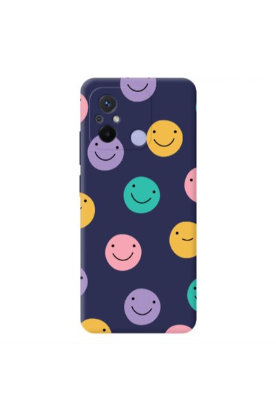 Other Xiaomi Redmi 12C Colorful smiles Dark blue Colored Silicone TPU Θήκη