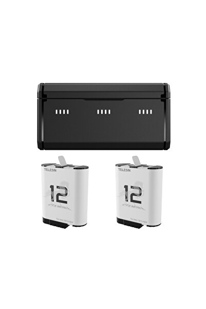 TELESIN GoPro HERO12/11/10/9 Black Uyumlu 3 Slot Şarj Kutusu + 2 Adet Stamina...