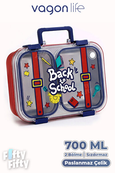 Vagonlife 700 ML Paslanmaz Çelik İki Bölme Bento Lunch Box Yeni Nesil Sefer T...