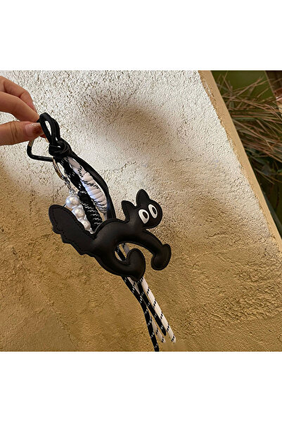 Choice black Classic Cute Leather Cat Shape Keychain Pendant Lovely Car Key R...