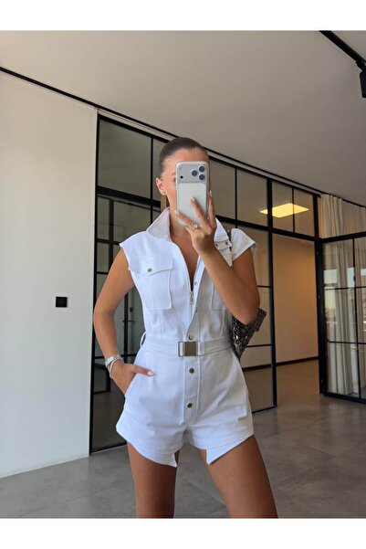BB Bensu Buyruk Denim Jumpsuit with Buckle Belt