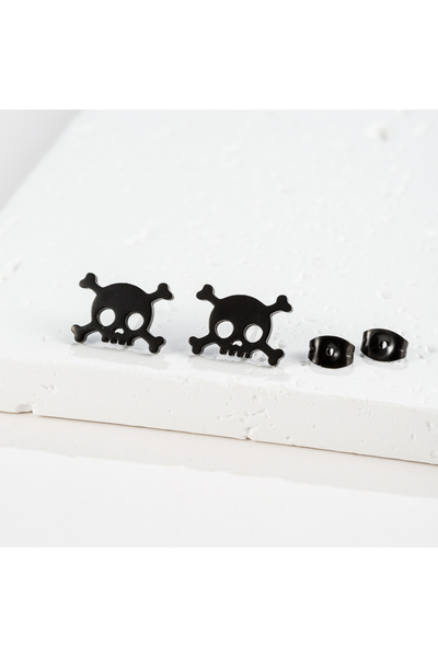 Choice GED151B 1Pair Hollow Mini Skull Earrings for Men Stainless Steel Ear S...