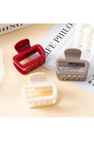 Choice7 3ps New Korea Soft Silicone Square Hair Claw Grabs 6.2CM Small Hair C...