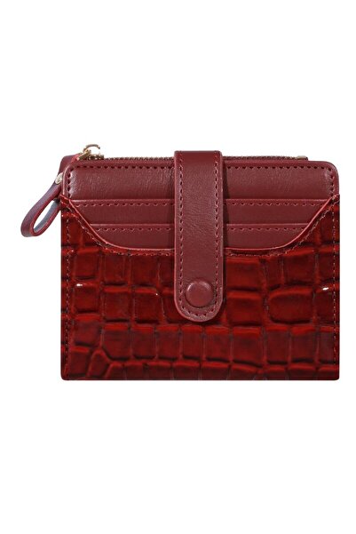 Choice6 Burgundy Mini Crocodile Print Clutch Wallet, Short Holder, Women's Ca...