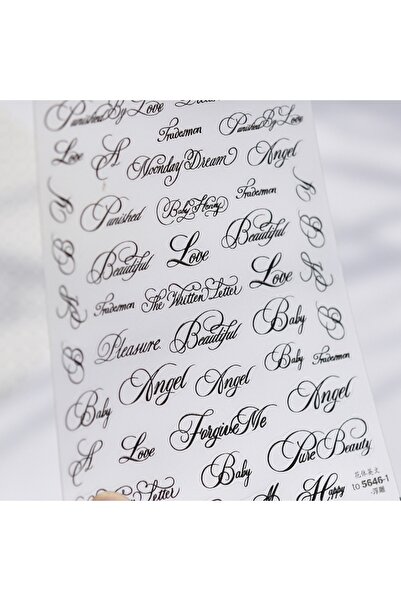 Choice19 NAILFYOU to5646-1 Black White English Letter Nail Stickers 5D Gothic...