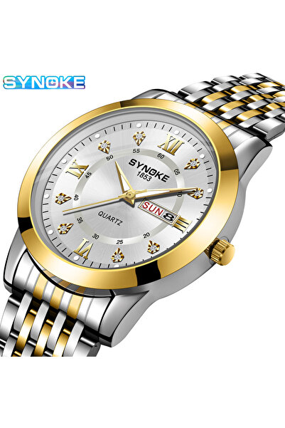 Choice ساعة كوارتز رياضية مضيئة بيضاء من SYNOKE غير أوتوماتيكية الحركة، مقاوم...