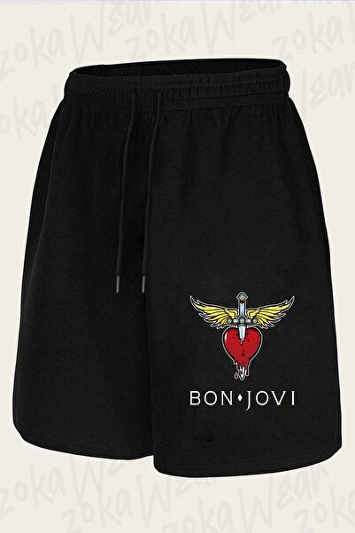 ZOKAWEAR Unisex Logo Bon Jovi Design Printed Shorts