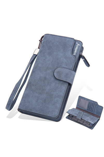 Choice3 Blue Baellerry Retro Long Wallet for Men Business Soft PU Leather Zip...