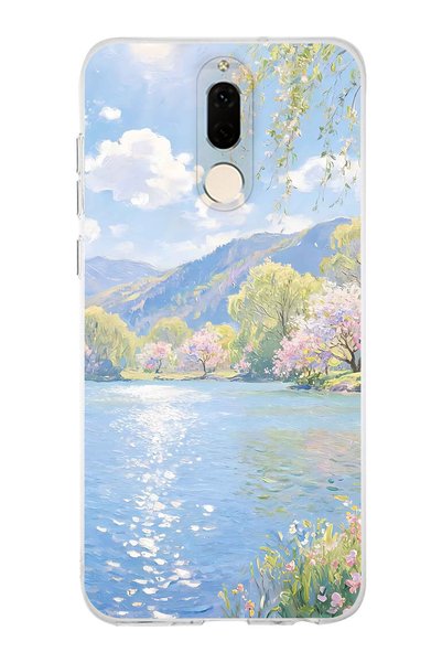 FLAMENKO حافظة هاتف شفافة متوافقة مع هاتف Huawei Mate 10 Lite بنمط Monet Styl...