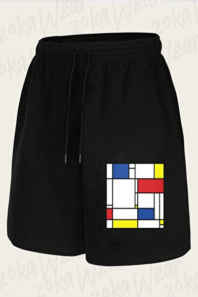 ZOKAWEAR Unisex σορτς με στάμπα Mondrian Minimalist De Stijl Design