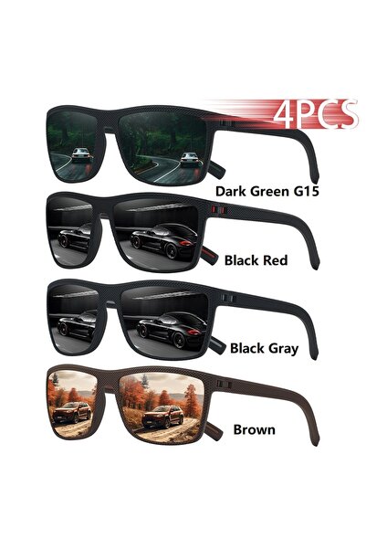choice2 G15-BlRed-BGray-Brow 4PCS Fashion Eyewear Vintage Check Pattern Sungl...
