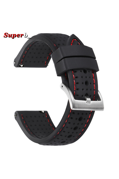 Choice5 22mm Black Red Breathable Silicone Sports Watchband 20mm 22mm 24mm fo...