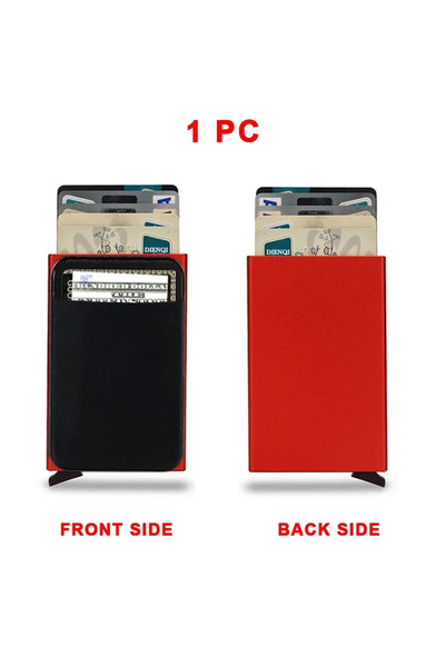 Choice1 Red B Rfid Anti Blocking Smart ID Bank Holder Wallet Metal Thin Slim ...