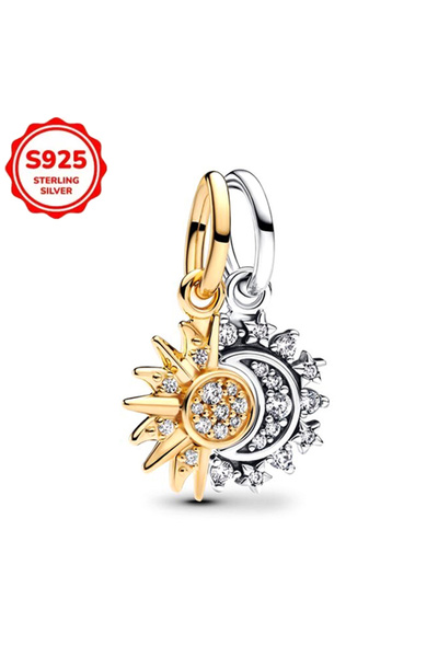 Choice13 BMT1348 925 Sterling Silver Stars Moon Lotus Rose Series Charms Bead...