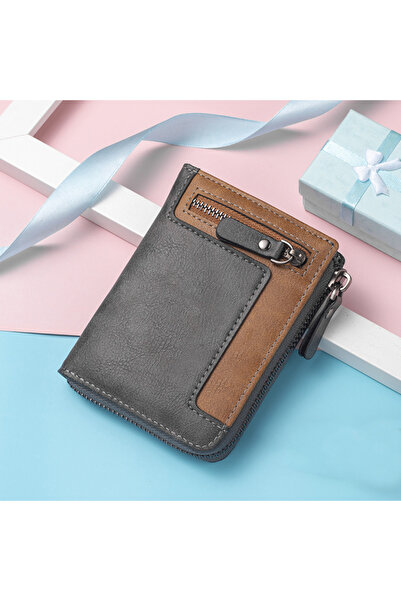 Choice Black Retro Soft Leather Short Zipper Wallet for Men Women, Large Capa...
