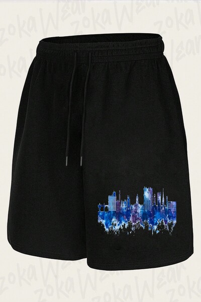 ZOKAWEAR Unisex Stockport England Skyline Design Printed Shorts