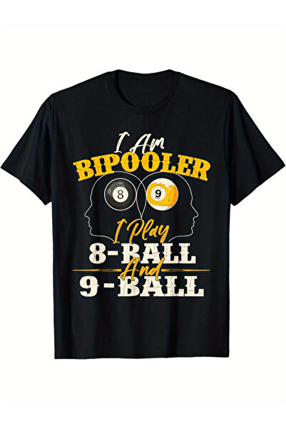 23 nisan Men's Billiard Player T-Shirt 8-Ball 9-Ball Design with Numbered Bal...
