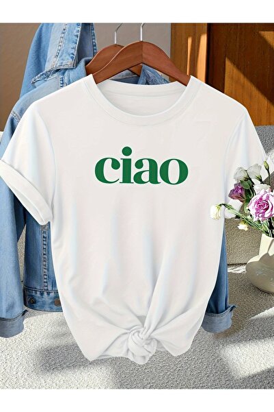 17 seramik تي شيرت بطباعة Ciao - بلوزة بتصميم لغوي خفيفة الوزن وقابلة للتنفس ...