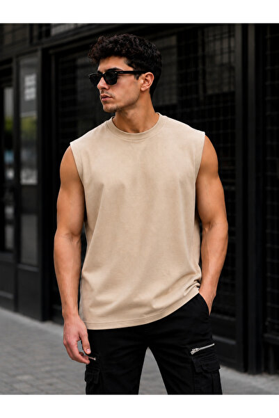 caddekombin Unisex Zero Sleeve Round Neck T-Shirt / Tshirt