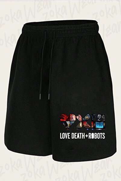 ZOKAWEAR Unisex Love Death Robots Logo Design Printed Shorts