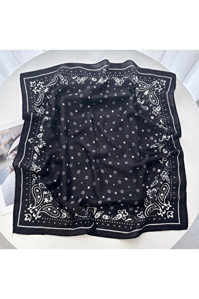 Choice MM1017-7-Black Luxury 70*70cm Square Scarf For Women Paisley Print Sha...