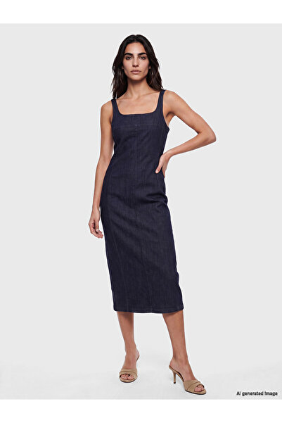 LC Waikiki Indigo square neck jean dress