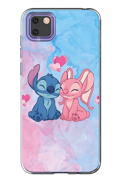 FLAMENKO Huawei Y5P Compatible Stitch Angel Patterned Transparent Phone Case