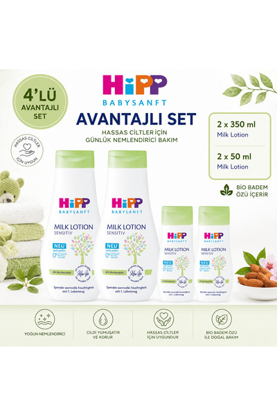 Hipp Babysanft Milk Lotion 2x350 ml + 2x50 ml Hassas Cilt Nemlendirici Losyon...